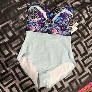 Golddigga WOMENS one piece , padded top blue/purple/pink